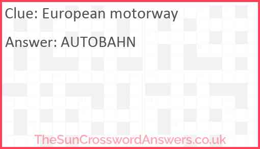 European motorway Answer