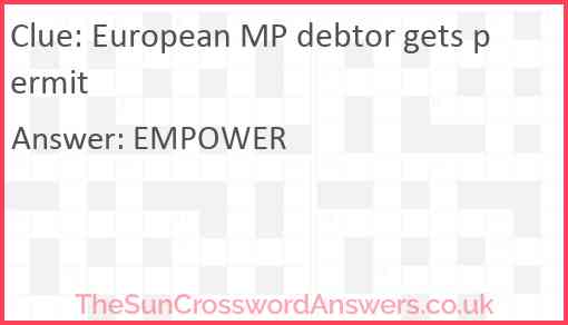 European MP debtor gets permit Answer