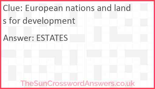 European nations and lands for development Answer