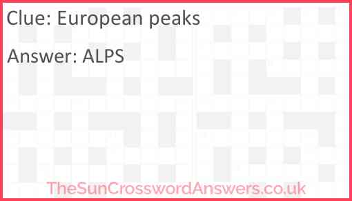 European peaks Answer