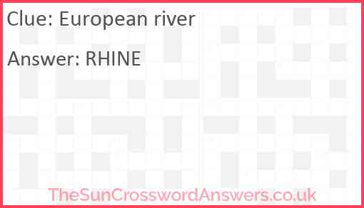 European river crossword clue TheSunCrosswordAnswers co uk