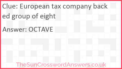 European tax company backed group of eight Answer