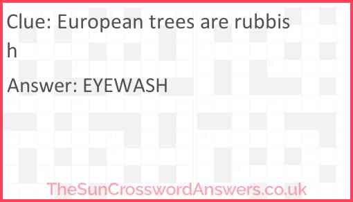 European trees are rubbish Answer
