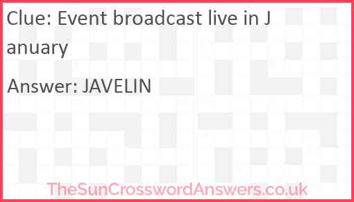 Event broadcast live in January Answer