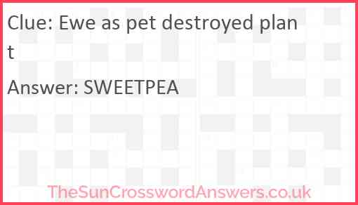 Ewe as pet destroyed plant Answer