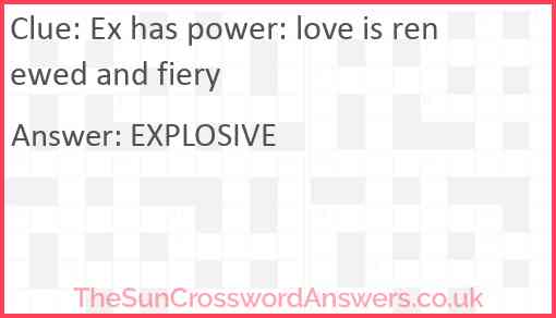 Ex has power: love is renewed and fiery Answer
