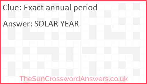 Exact annual period Answer