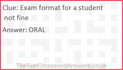 Exam format for a student not fine Answer