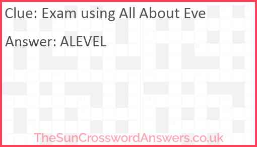 Exam using All About Eve Answer