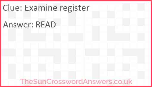 Examine register Answer