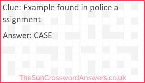 Example found in police assignment Answer