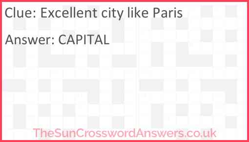Excellent city like Paris Answer