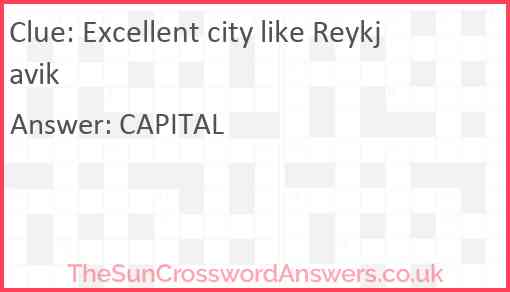 Excellent city like Reykjavik Answer