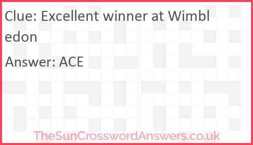 Excellent winner at Wimbledon Answer