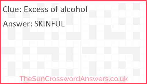 Excess of alcohol Answer