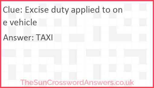 Excise duty applied to one vehicle Answer
