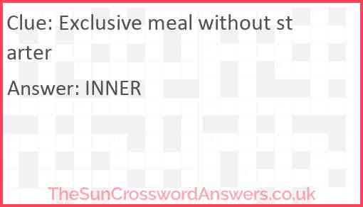 Exclusive meal without starter Answer