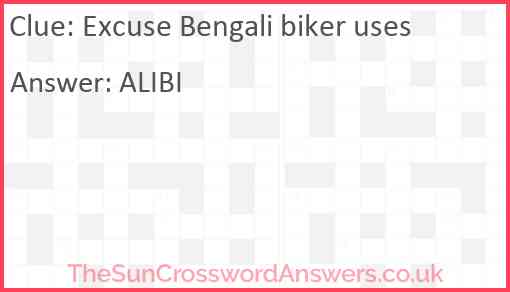 Excuse Bengali biker uses Answer