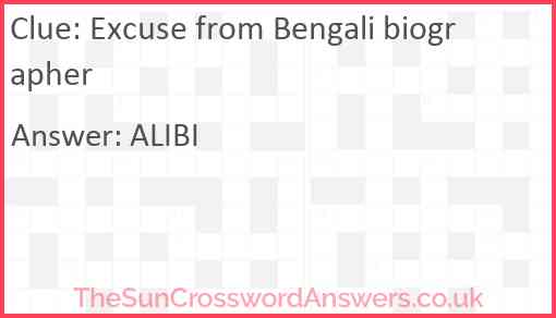 Excuse from Bengali biographer Answer