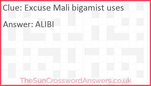 Excuse Mali bigamist uses Answer