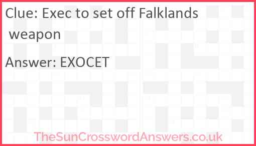 Exec to set off Falklands weapon Answer