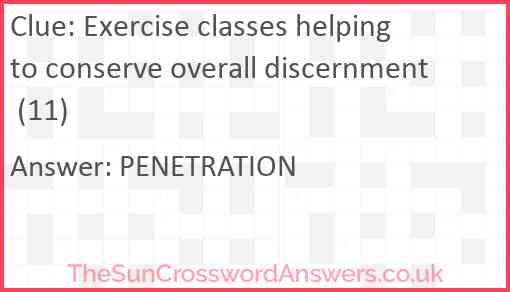 Exercise classes helping to conserve overall discernment (11) Answer