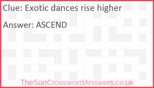 Exotic dances rise higher Answer