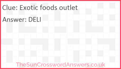 Exotic foods outlet Answer