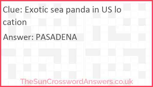 Exotic sea panda in US location Answer