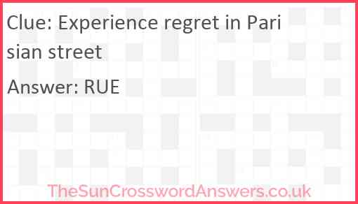 Experience regret in Parisian street Answer