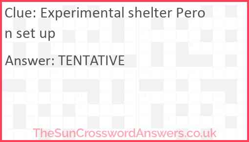 Experimental shelter Peron set up Answer