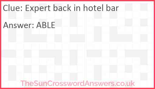 Expert back in hotel bar Answer