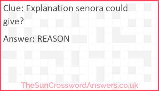 Explanation senora could give? Answer
