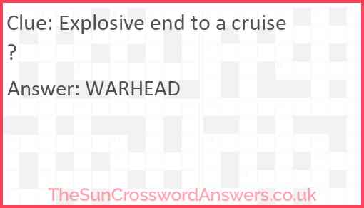 Explosive end to a cruise? Answer