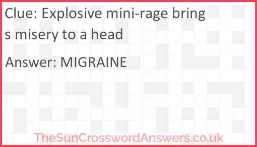 Explosive mini-rage brings misery to a head Answer