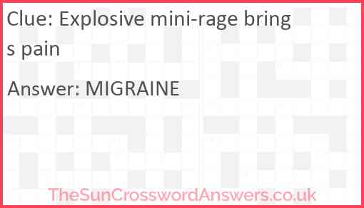 Explosive mini-rage brings pain Answer