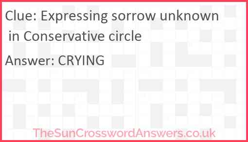 Expressing sorrow unknown in Conservative circle Answer
