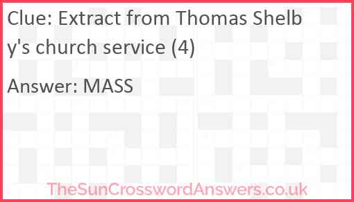 Extract from Thomas Shelby's church service (4) Answer