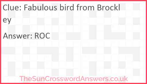 Fabulous bird from Brockley Answer