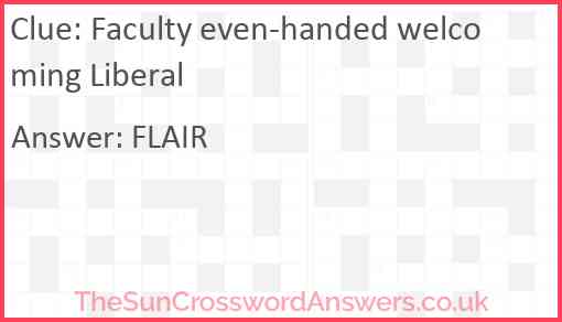 Faculty even-handed welcoming Liberal Answer