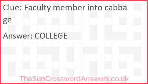 Faculty member into cabbage Answer