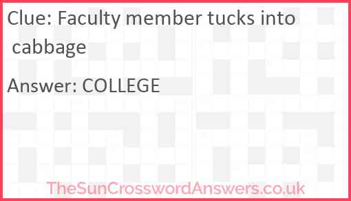Faculty member tucks into cabbage Answer