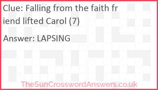 Falling from the faith friend lifted Carol (7) Answer