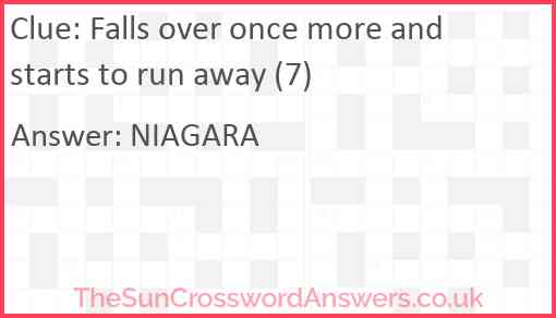 Falls over once more and starts to run away (7) Answer