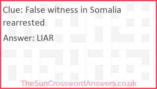 False witness in Somalia rearrested Answer