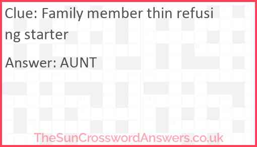 Family member thin refusing starter Answer