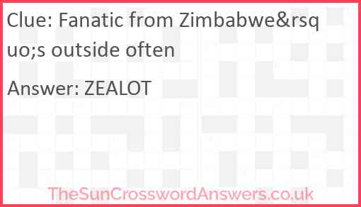Fanatic from Zimbabwe&rsquo;s outside often Answer