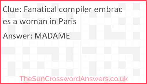 Fanatical compiler embraces a woman in Paris Answer