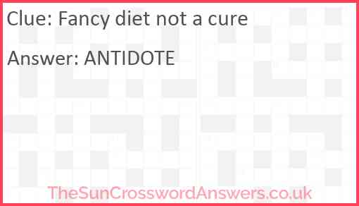 Fancy diet not a cure Answer
