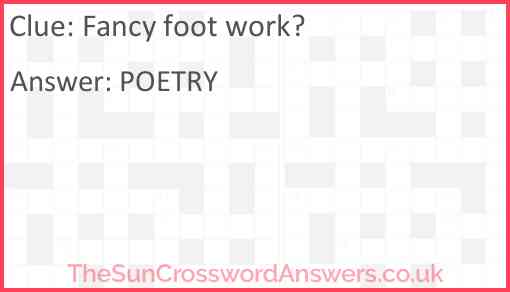 Fancy foot work? Answer